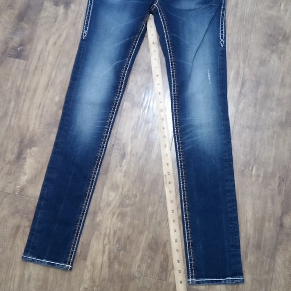 Rock Revival NWOT Women's 26 Skinny Flo Embellished Faux Leather Distressed - Picture 9 of 12